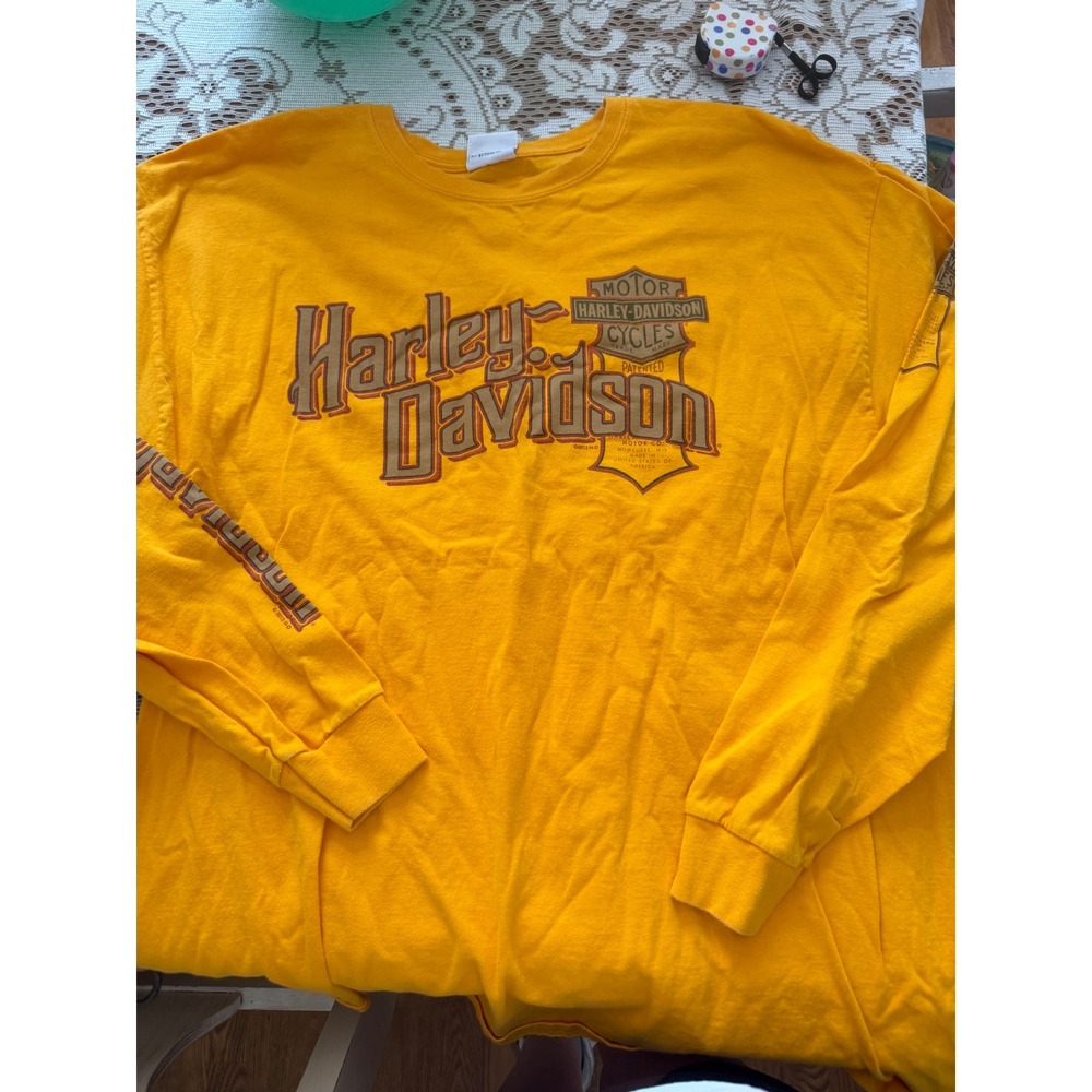 Harley Davidson Mens Long Sleeve Shirt Yellow Northwest Olympia WA 2013 XL
